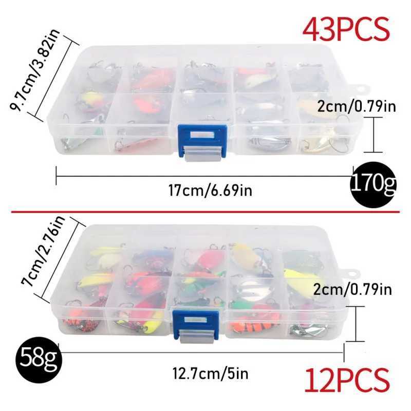 Sequined Fishing Spoon Lure Set Metal Baits Trout Fishing Baits For Trout Char And Perch With Tack BoxXJ241128