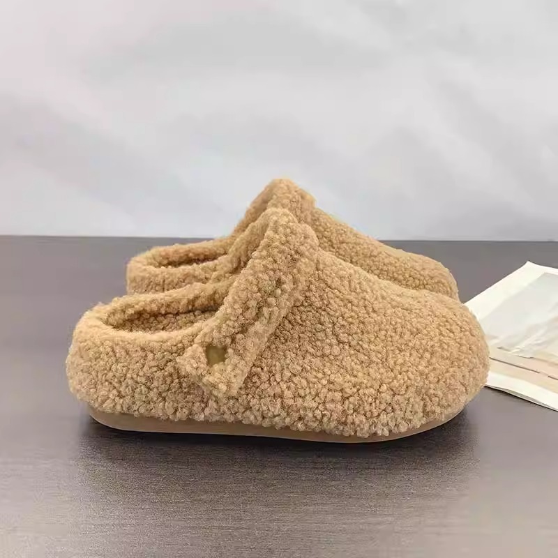 Free Shipping Warm Thicken Wool Birkn Slippers Women Winter Fur Flat Mules Shoes Woman Brand Designer Thick Bottom Outdoor Slides