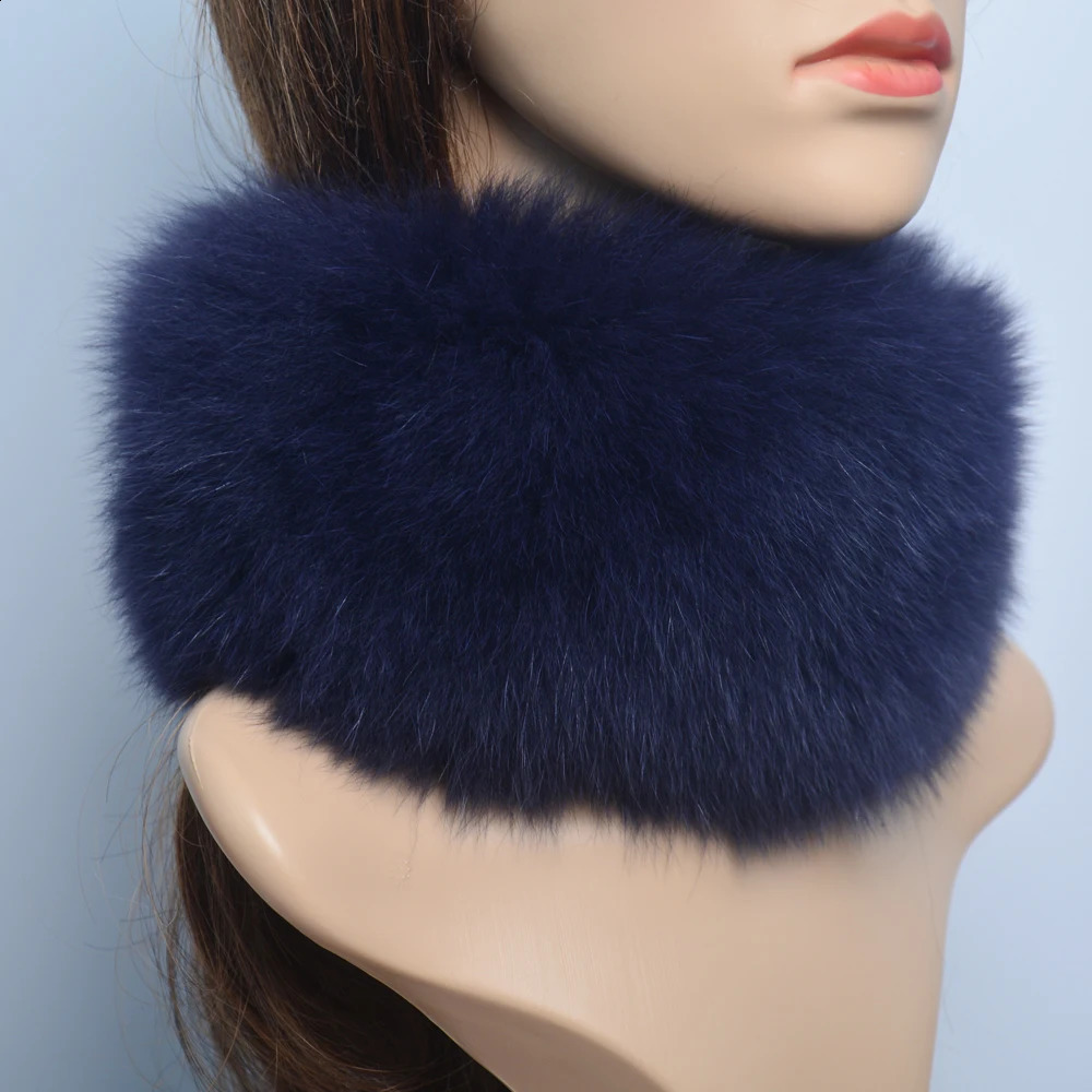 2024 Fashion Lady Real Fox Fur Scarf for Girls Warm Soft Knitted Good Elasticity Real Fox Fur Headband Fox Fur Ring Scarf 241206