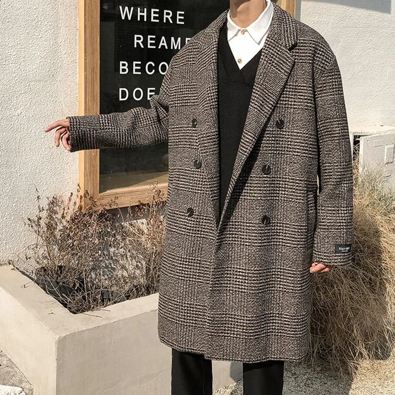 Winter Mens Long Coat Hound Stone Warm Wool Mens Long Coat Winter Mens Long Coat Korean Clothing Review 241204
