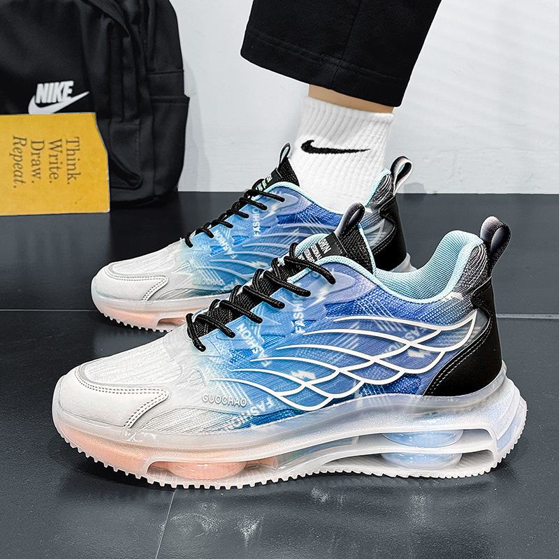 Men's shoes 2024 spring new trend men's low top sports thick sole leisure Sneaker Wings White