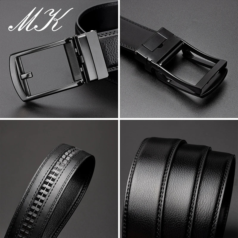 Maikun Genuine Leather Ratchet Belts For Men Dress Black Waist Comfort Click Belt 241205