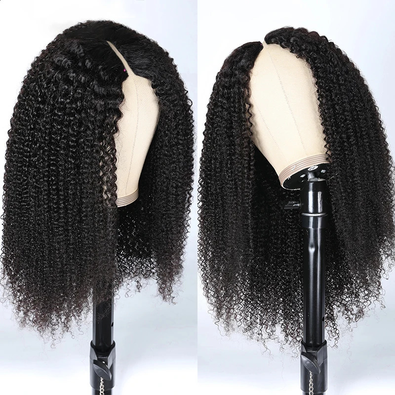 Twisted and Curled V Part Wig Human Hair Does Not Shed Thin Part Malaysian Female Hair Wig 250 Density African Curled V/U Part Wig 100% 241206