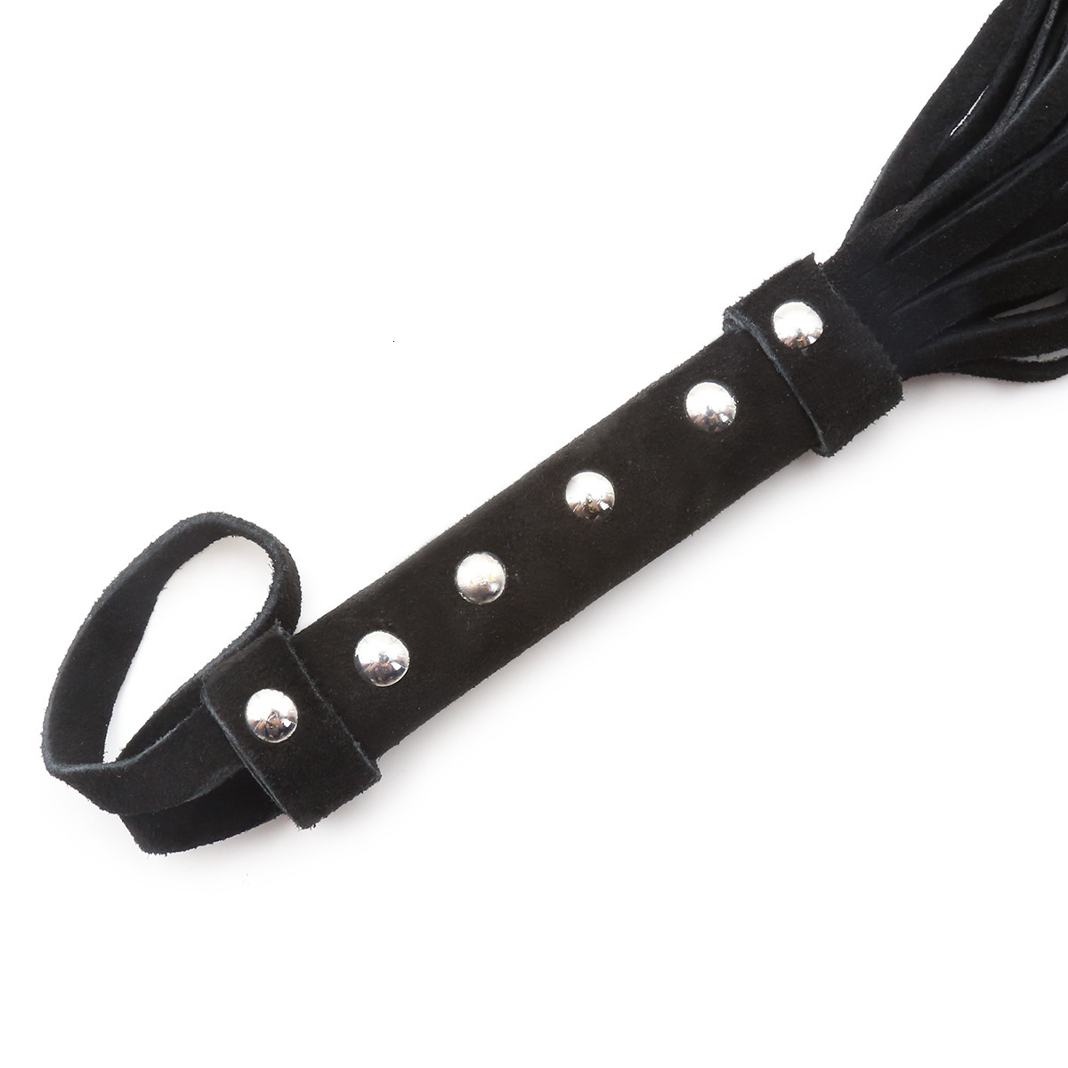 Manufacturer's spot wholesale of male and female toys, tuning whip, black suede 6-nail small leather whip in stock