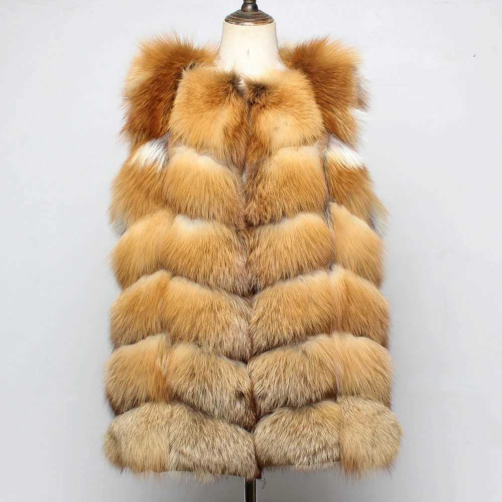 Winter Women Genuine Red Fur Vest Fashion Warm 100%Natural Fluffy Fur Gilet Lady Luxury Real Fur Sveless JacketXJ241206