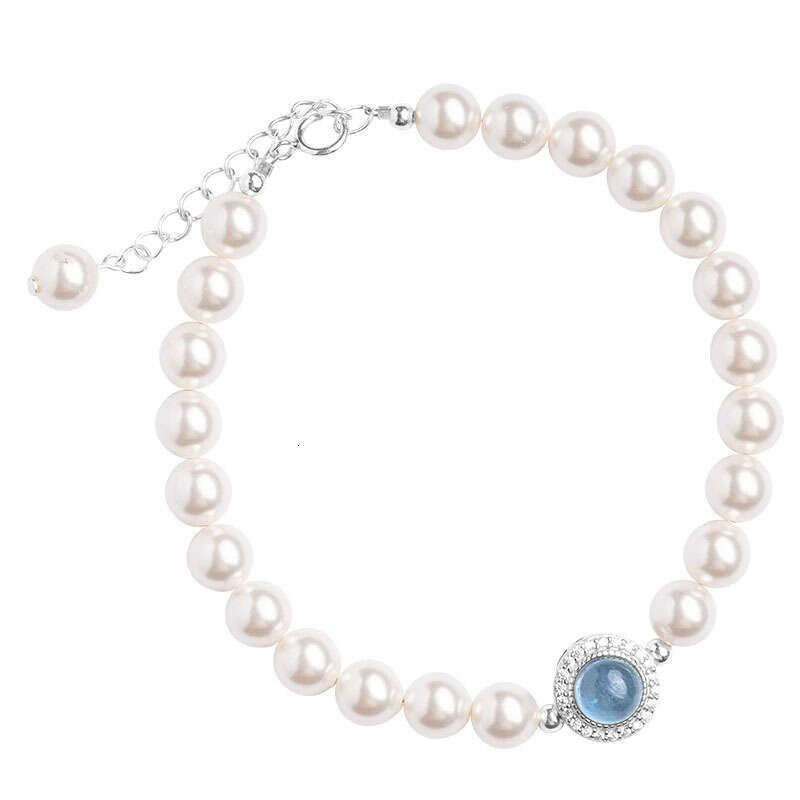 S925 pure silver natural sea blue treasure strong light pearl bracelet for women's niche, light luxury, exquisite high-end feeling bracelet