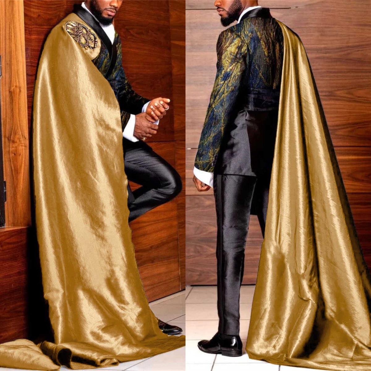 Cosplay Classic Men Suits With Wrap Two Pieces Sets Jacket Pants Shawl Lapel Wedding Tuxedos Fashion Business Formal Groom Wear Christmas