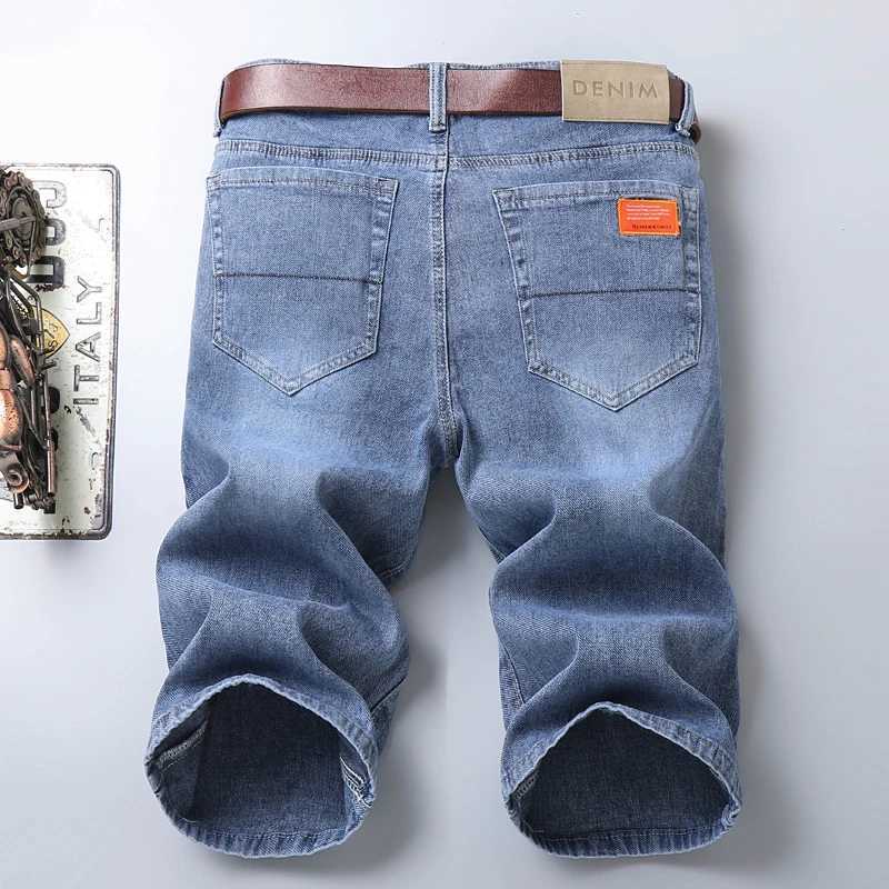 Summer New Style Mens Appliques Denim Shorts Blue Black Loose Straight Stretch Casual Jeans Shorts Men ClothingXJ241206