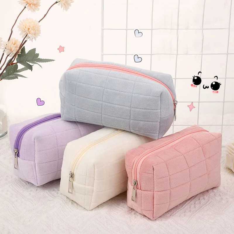 1pc Pink Blue Pillow Design Cosmetic Bag for Women Girl Makeup Brush Storage Pouch Large-capacity Student Storage Pencil CaseXJ241206