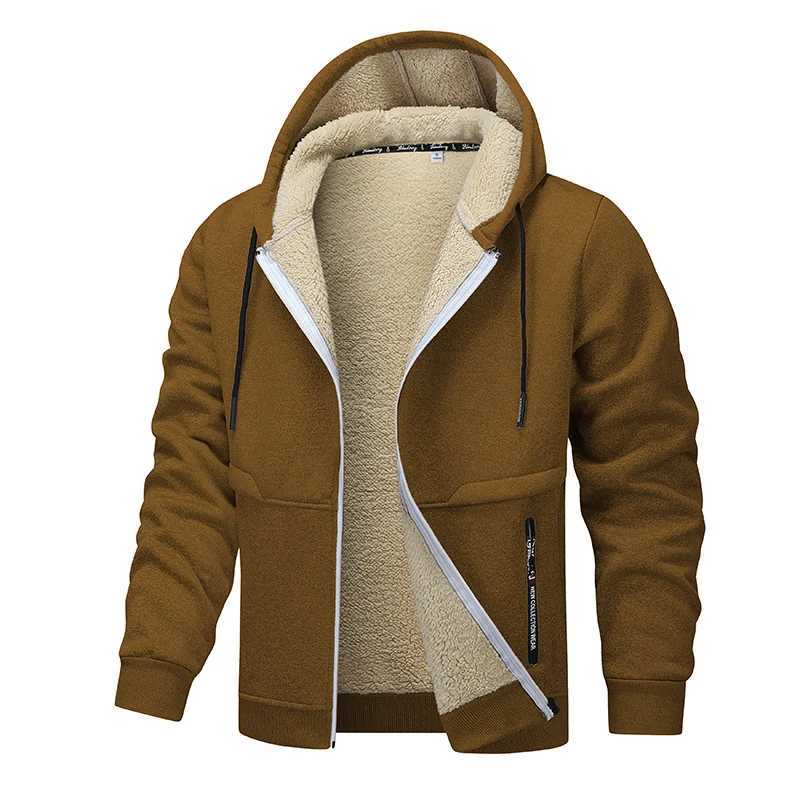Cotton jacket mens autumn and winter new artificial wool jacket outdoor sports and leisure thick warm hooded jacketXJ241206