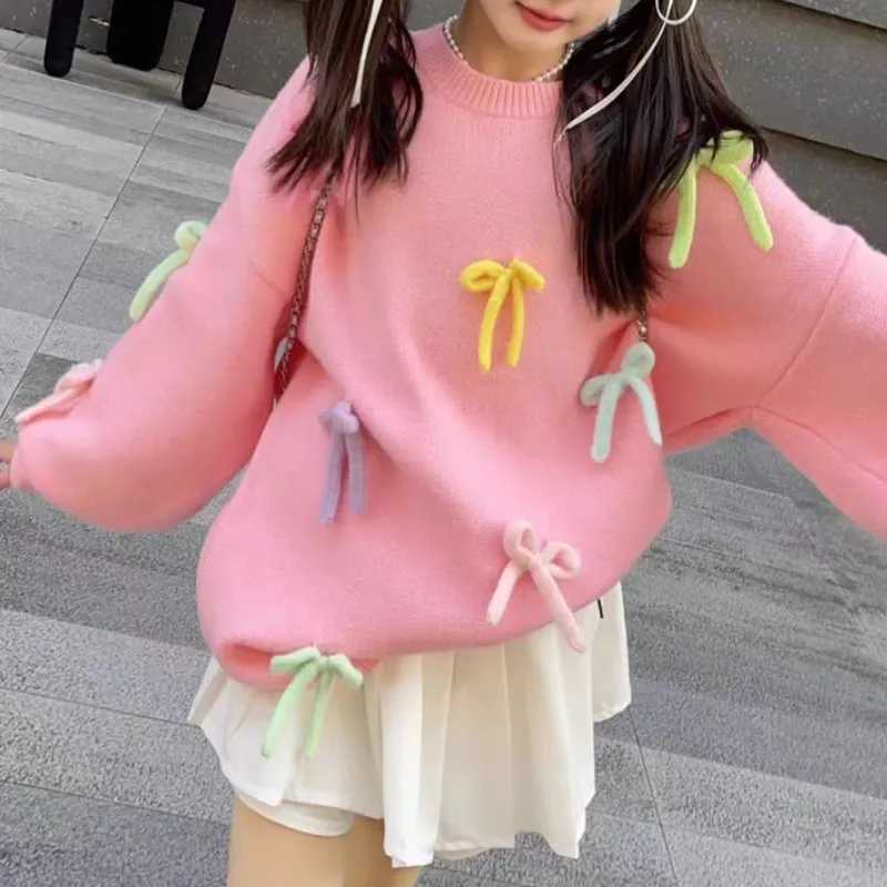 Cardigan Fashion baby girl princess cotton bow sweater childrens knitted floral long sleeved spring and autumn baby clothing 5-16Y Q241205