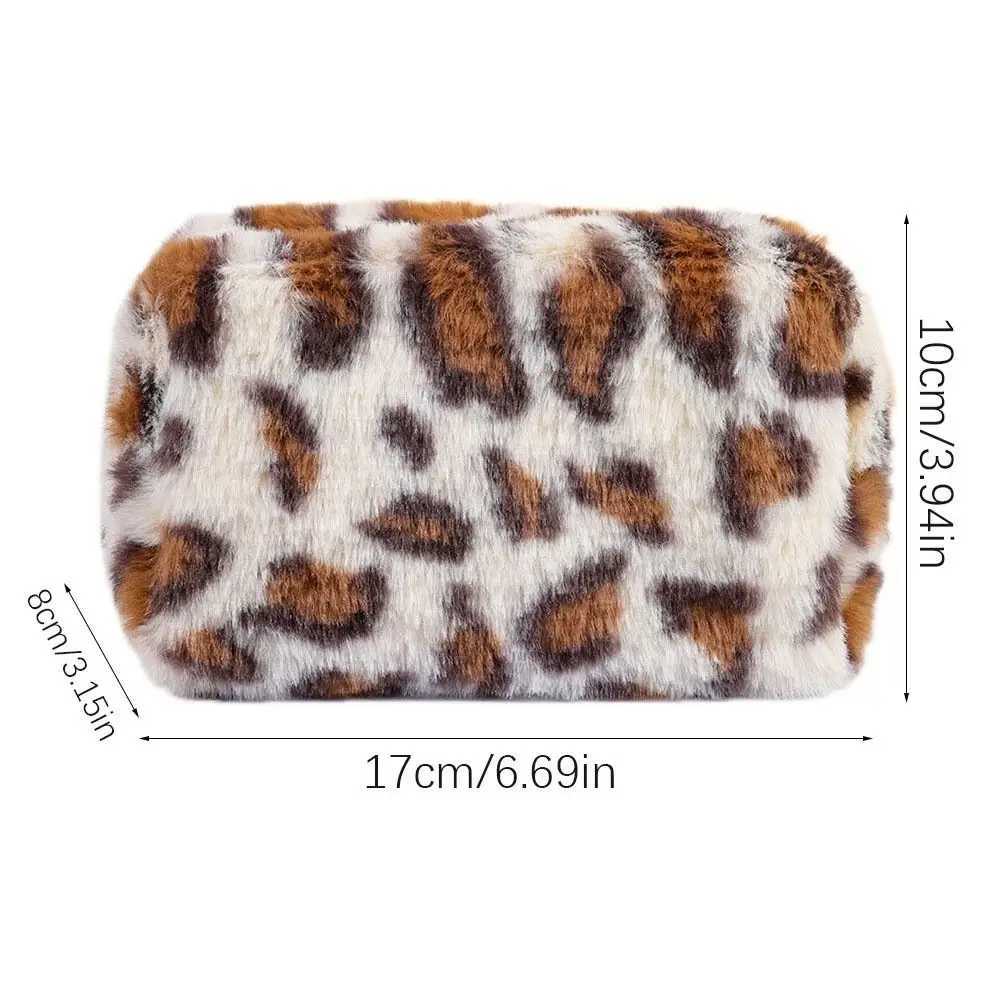 Leopard Print Makeup Bag High-quality Large Capacity Zipper Toiletry Bag Portable Plush Travel OrganizerXJ241206