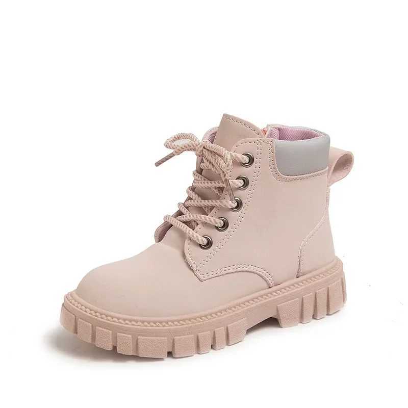 British Sle Boy Ankle Boots Autumn Retro Versatile Kids Shoes Soft Leather Pink Girls Boots Fashion Children Sneaker Size26-37XJ241206