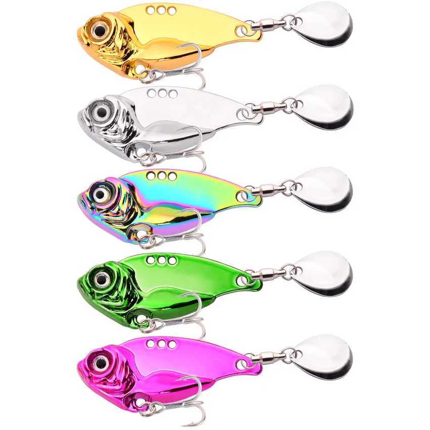 5pcs Spinner Bait 7-20g Metal Vib Fishing Lure Trolling Rotating Spoon Wobbr Sinking Hard Bait With Sequin Pesca For Bass PikeXJ241128