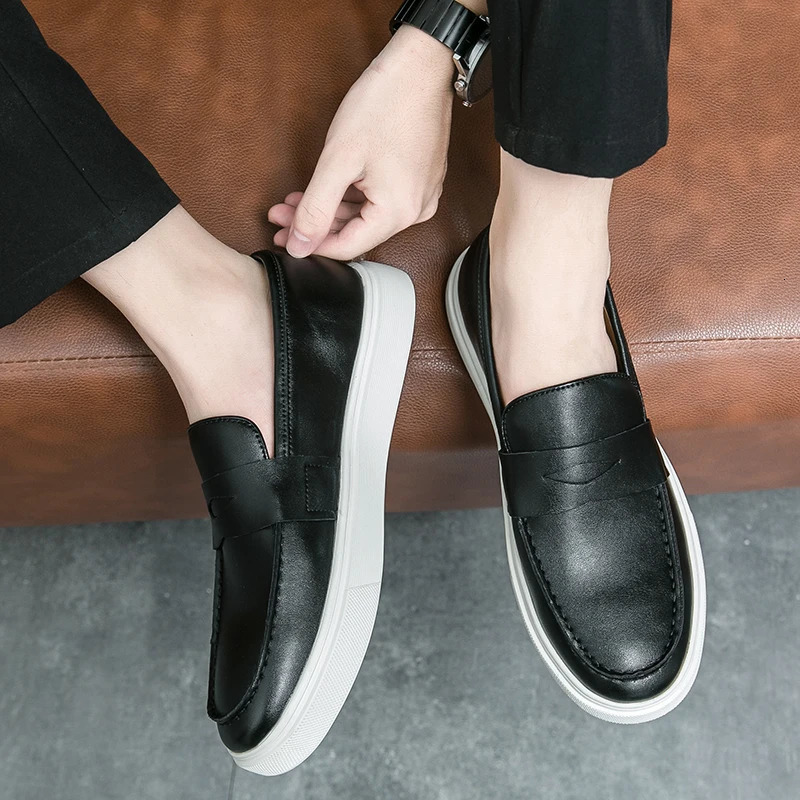Men Leather Loafers Shoes Summer Shoes Mens Fashion Footwear Flat Comfy Leather Driving Shoes Men Casual Soft Sole Sneakers 241206
