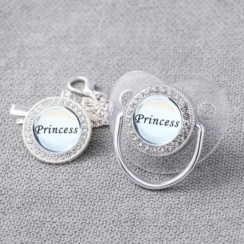 Pacifier Holders Clips# Baby Pacifier Clips Bling Silver Newborn Personalized Pacifier Chain Princess Silicone Teethers Infant Pacifiers Holder H24120