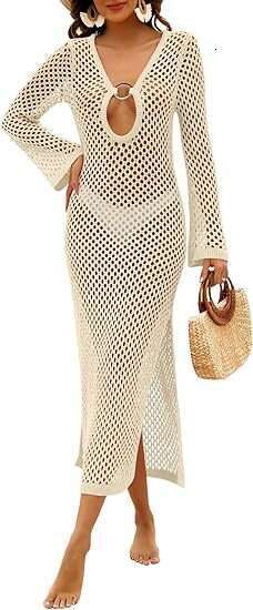 European and American Summer Skirt Women's Solid Color Sexy Knitted Beach Bikini Swimsuit Hoodie Sunscreen 2024 New Casual Fashion Trendy Clothin