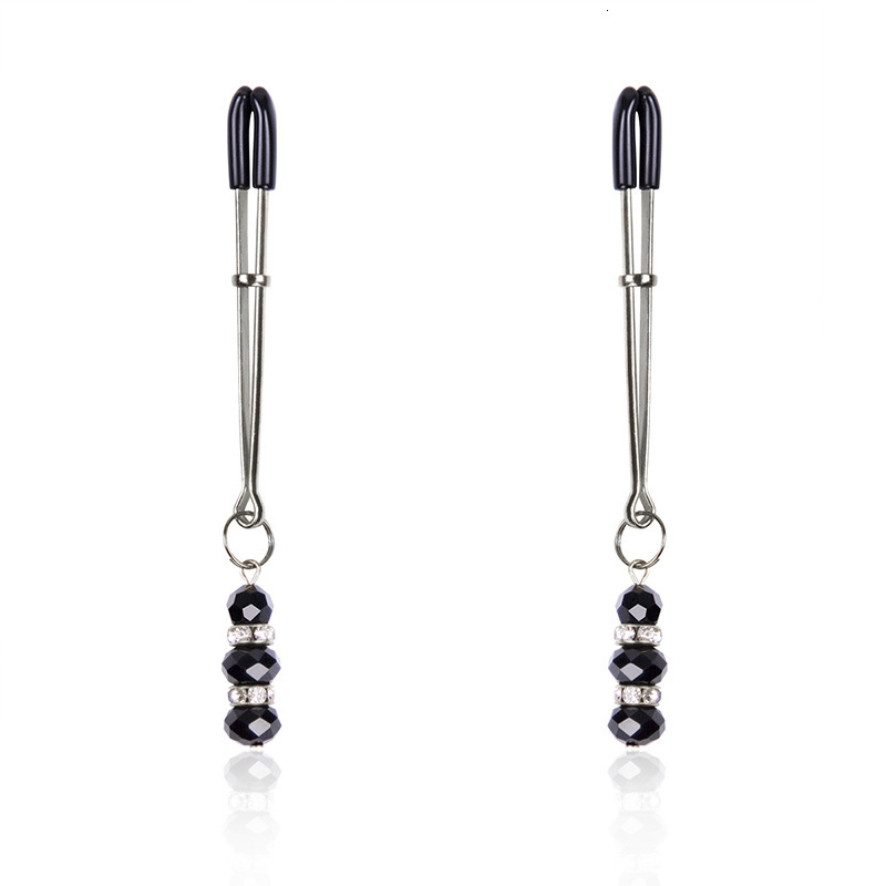 Female Alternative SM Sex Long Breast Clip Teasing Adult Toy Glass Bead Gold Long Breast Clip Breast Clip