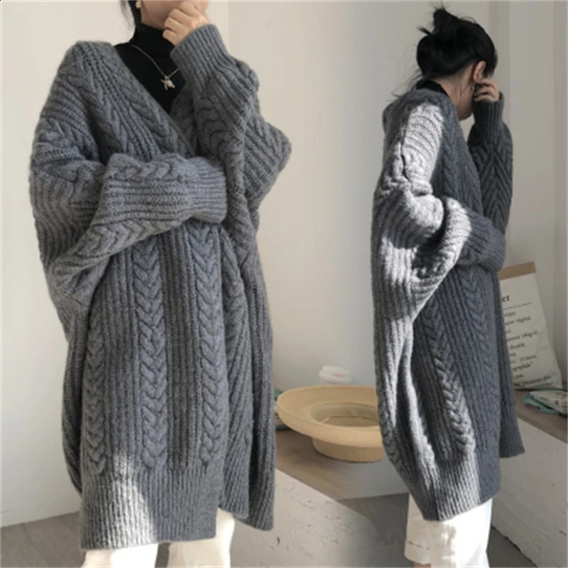 Women Sweater Cardigans Autumn Winter Knitted Jackets Korean Loose Oversized Long Sleeve Elegance Sweet Casual Coats Basics 241203
