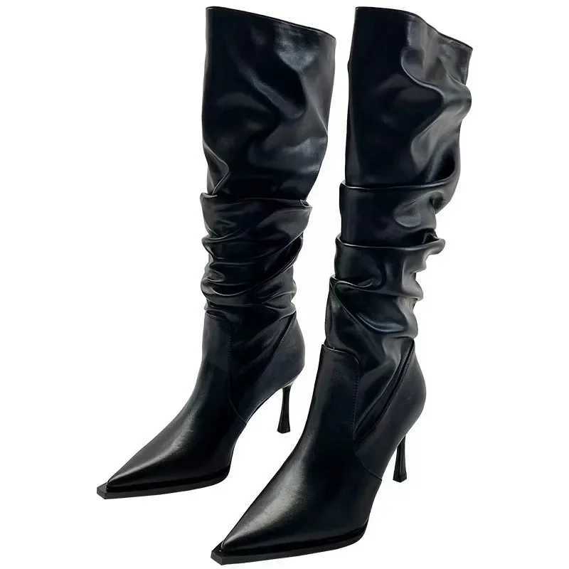 High Quality Wens Shoes Hot S Sle Wens Boots Winter Pointed Toe Solid Sexy Executive Stiletto or Thin H-Fi Boots T241206