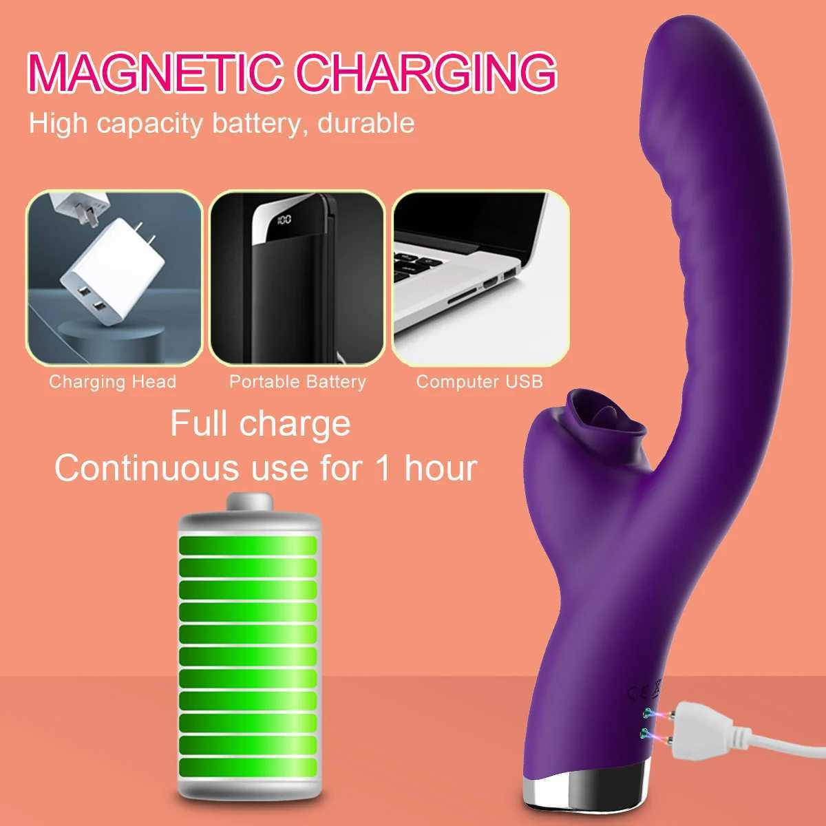 Vibrator For Women 2 In 1 Licking Mane Clitoris Stimulator G-Spot Powerful Vibro Dildo Wand Female Clit Sucker Adult Sex ToysXJ241206