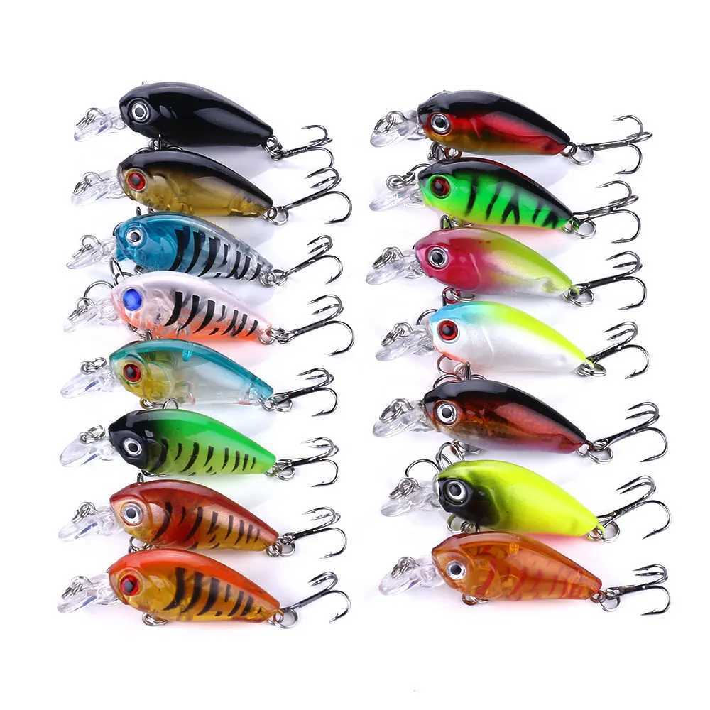 Crankbaits Set Mixed Colors 45mm/4g Fishing Lure Minnow Wobbr Crank Bait Jerkbait Bass Swimbait Treb Hooks Swim Hard TackXJ241128