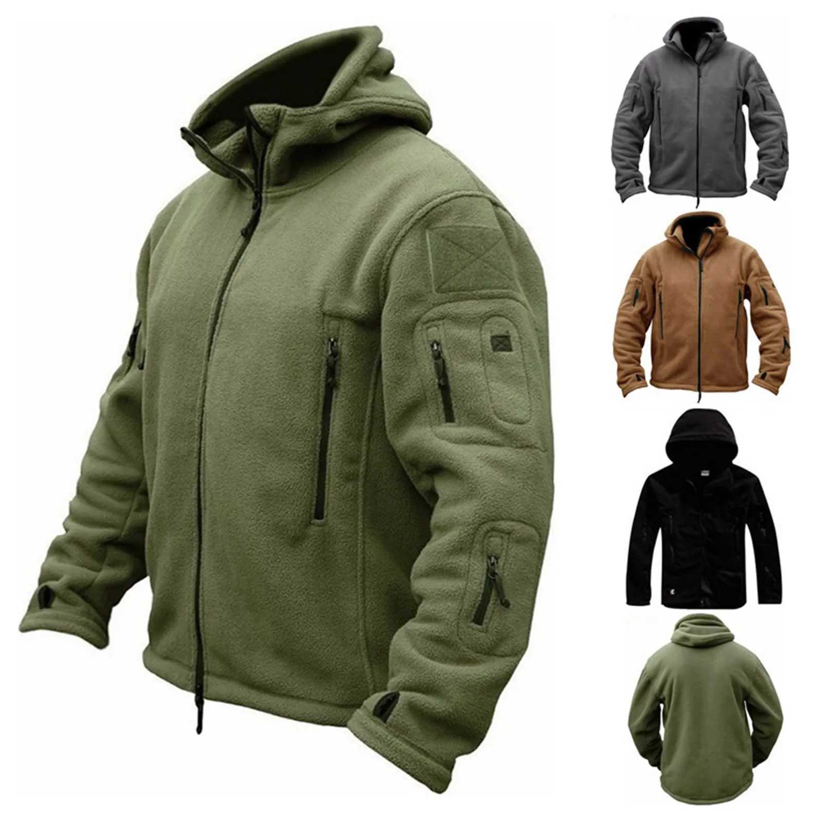 Mens Fashion Warm Lamb Fleece Jacket Simple Zipper Fleece Plush Warm Outwears Fall Winter Outdoor Casual Tactical JacketsXJ241206