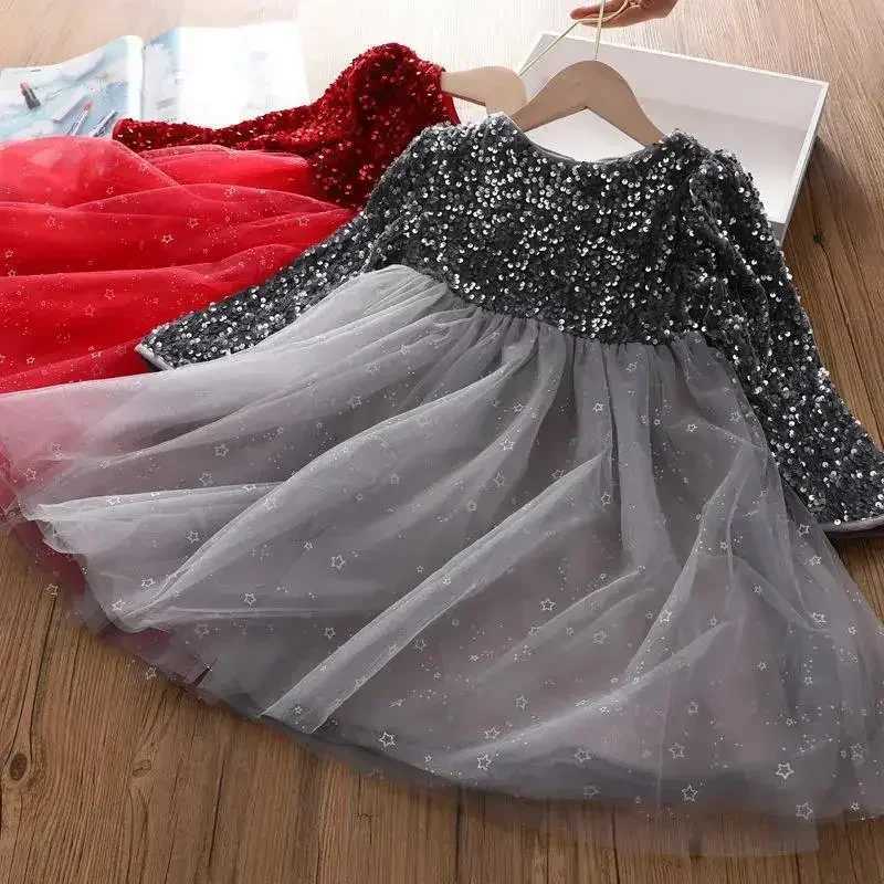 2024 New Autumn Sequins Dress for Girls Princess Dresses 3-8Y Kids Birthday Christmas Par Children Elegant Princess VestidosXJ241206