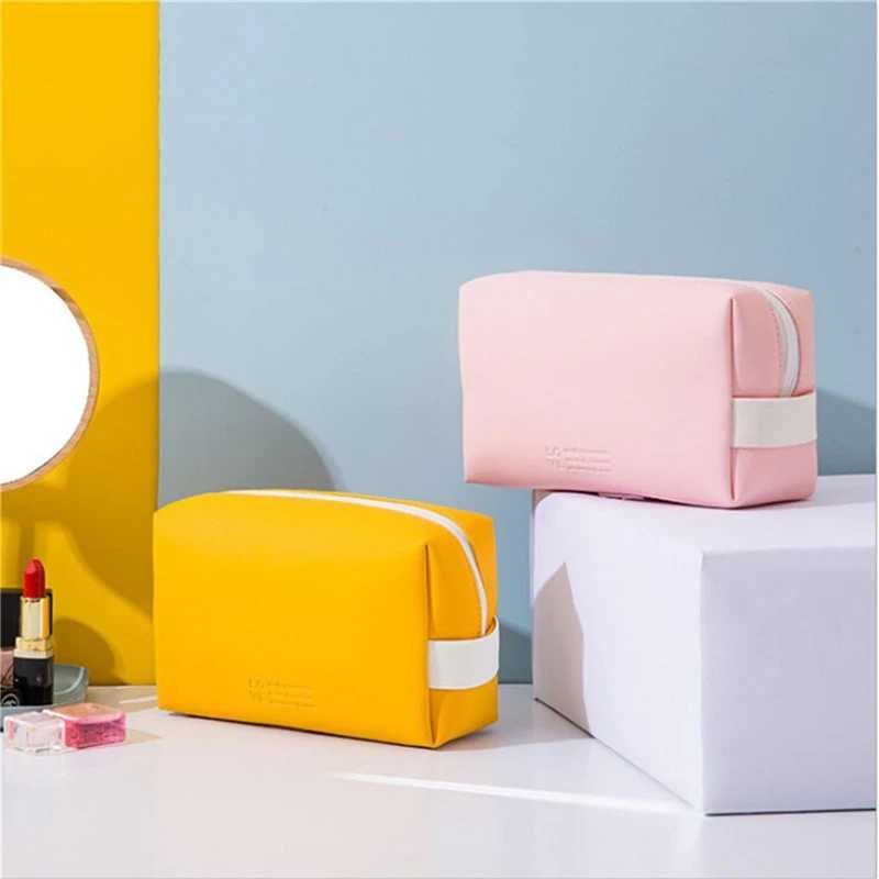 Women Travel Cosmetic Bag Waterproof Pu Cute Candy Colors Woman Makeup Bags Portable Toiletry Storage Bag Organizer BoxXJ241206