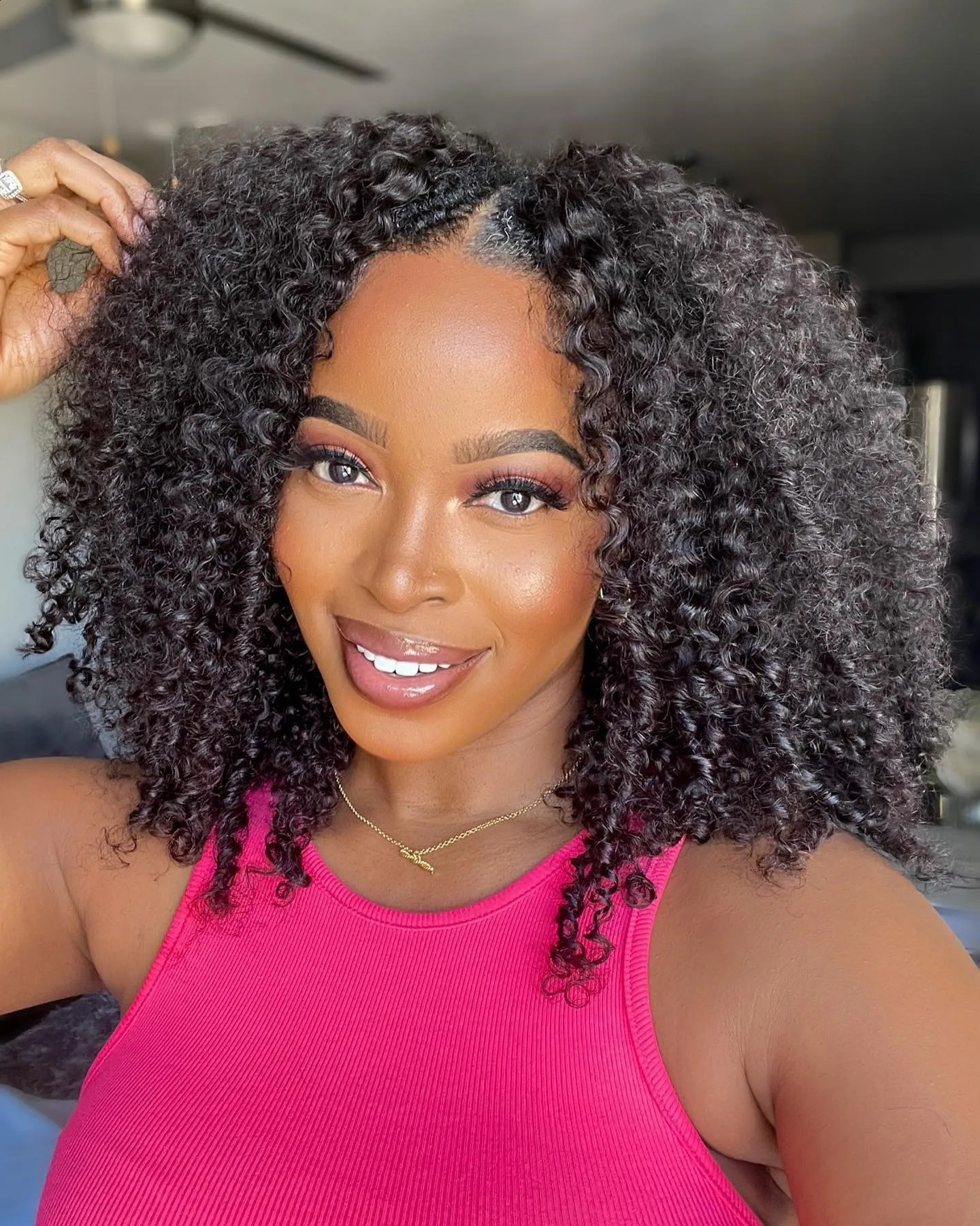 Twisted and Curled V Part Wig Human Hair Does Not Shed Thin Part Malaysian Female Hair Wig 250 Density African Curled V/U Part Wig 100% 241206