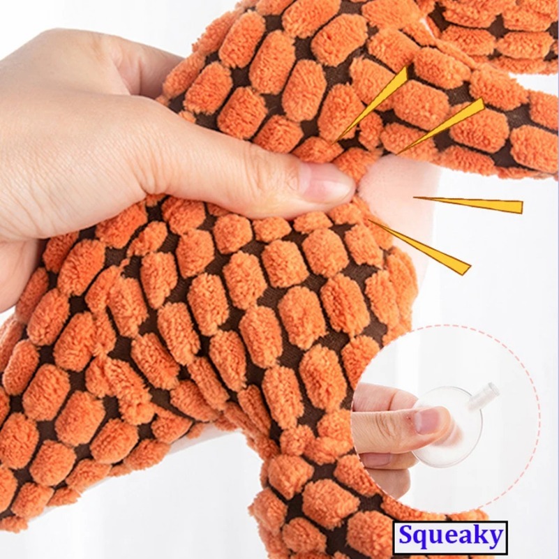 Corduroy Dino-Shaped Squeaky Plush Dog Toy for Puppies - Safe & Fun Chew Accessory