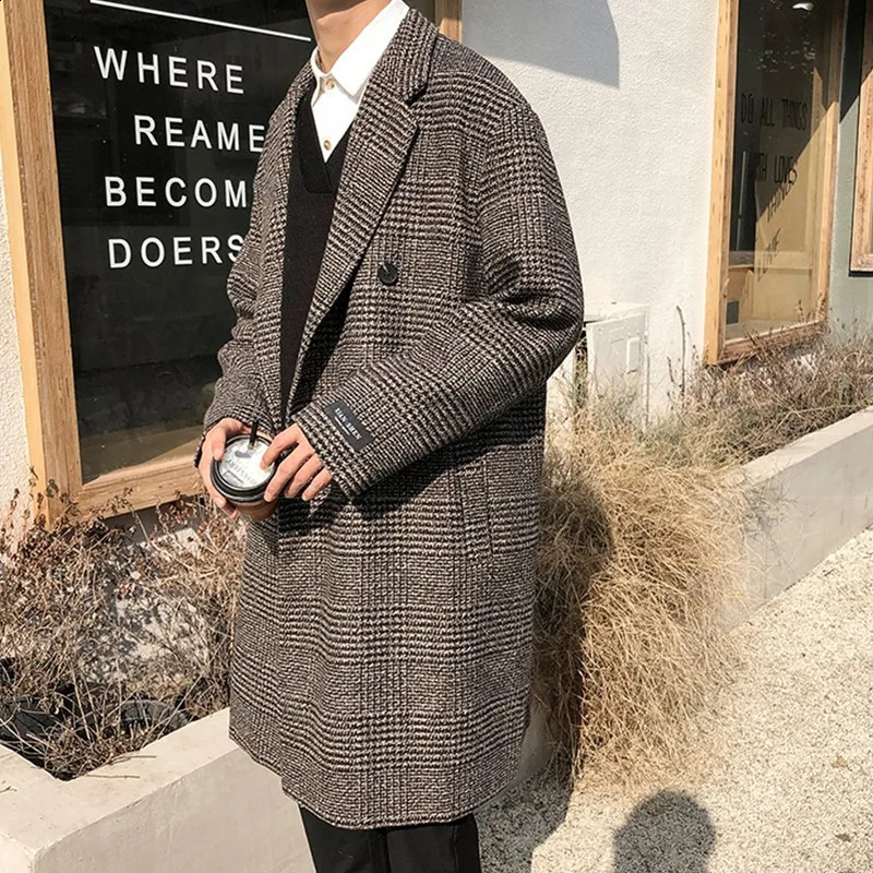 Winter Mens Long Coat Hound Stone Warm Wool Mens Long Coat Winter Mens Long Coat Korean Clothing Review 241204
