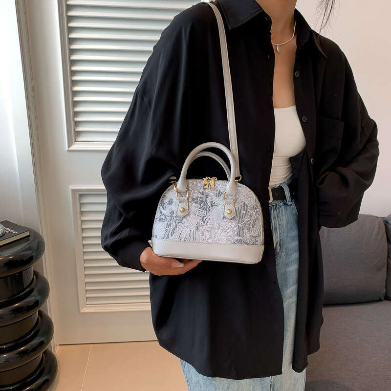 Popular Fashion Pattern Splicing Single Shoulder Crossbody Bag For Women's Summer New Simple Hand-Held Shell Bags