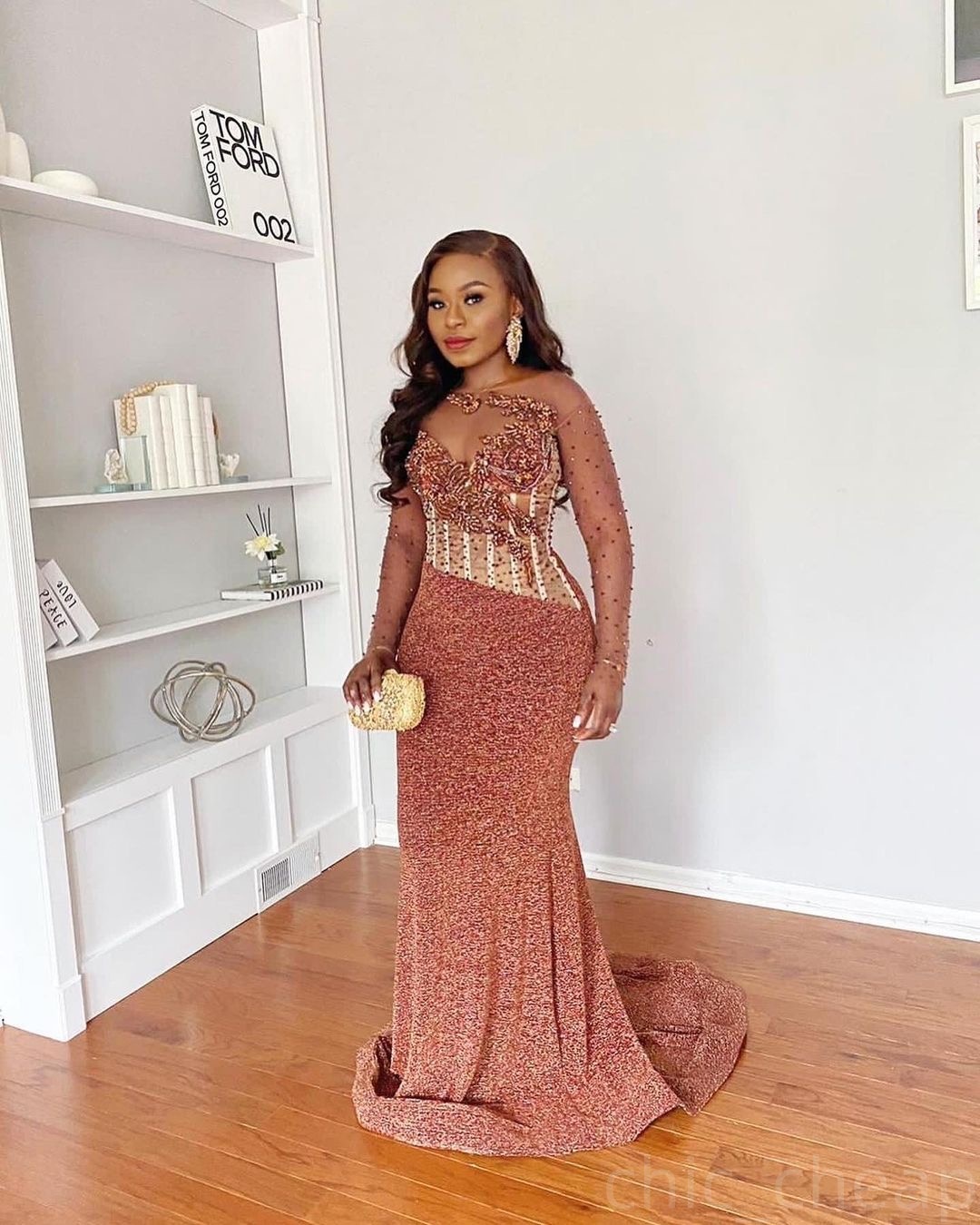 Chocolate Illusion Prom Dresses 2025 Beaded Sequined Rhinestones Evening Formal Party Second Birthday Engagement Gowns Plus Size Dress For Special Occ