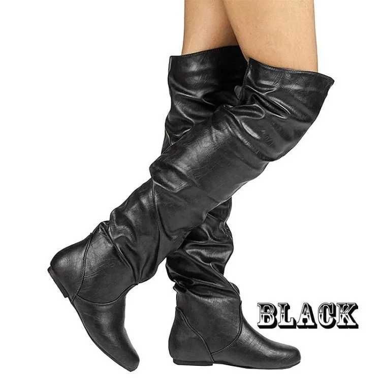 High Quality Over the Knee Boots Wens Square Block Heel Platform Side Zipper Autumn Winter Thick Boots 15CM High H T241206