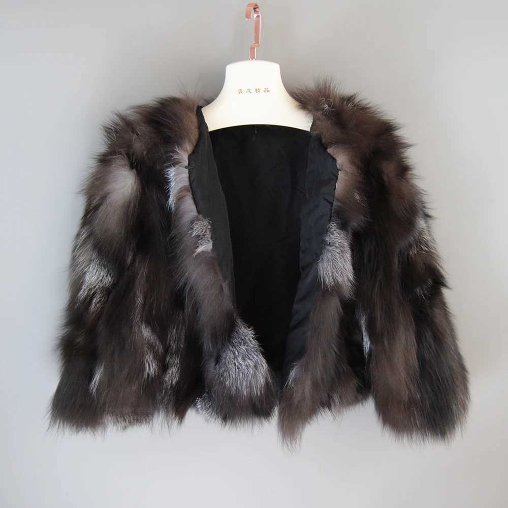 Brand Hot Sale Fashion Real Fur Coat Short Style Women Winter Real Silver Fur Coats Ladies Warm 100% Natural Fur JacketXJ241206