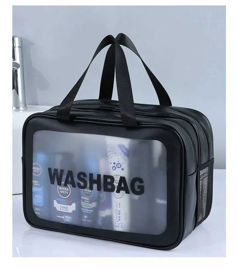 Dry wet separation double transparent PU makeup bag portable wing bag cosmetic storage bag travel fitness swimming essentialsXJ250415