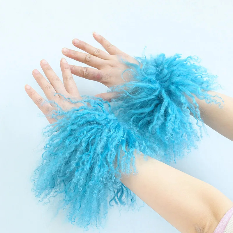 ly arrived colorful long haired womens fur arms warm wrists real Mongolian sheepskin cuffs CX-A-47Z 241206