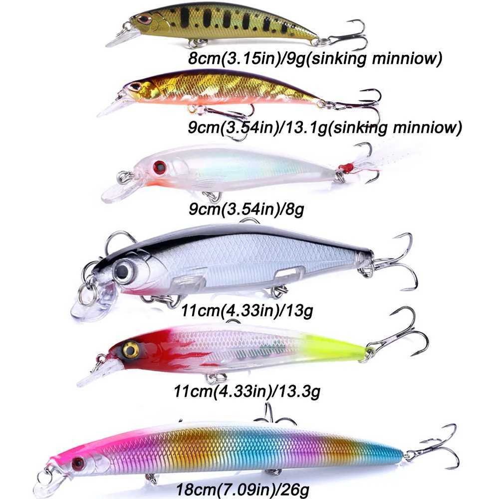 10PCS/Lot Minnow 8g 9g 13.3g 26g Fishing Lure Floating HardBait Pesca Tack Jerkbait Swimbait Sinking Wobbr Artificial BaitXJ241128