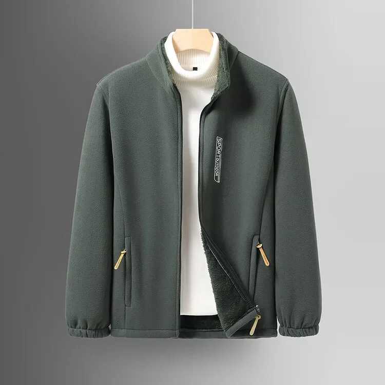 Winter Mens Double-sided Velvet Casual Jacket with Zipper Stand Collar and Velvet Warm JacketXJ241206