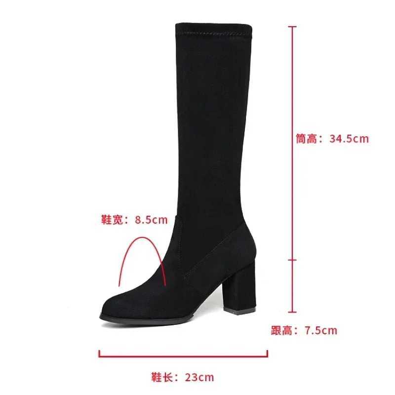 High Quality New Fi Winter Warm Boots Artificial Fur Elastic Boots Point Suede High H Casual Warm Boots T241206