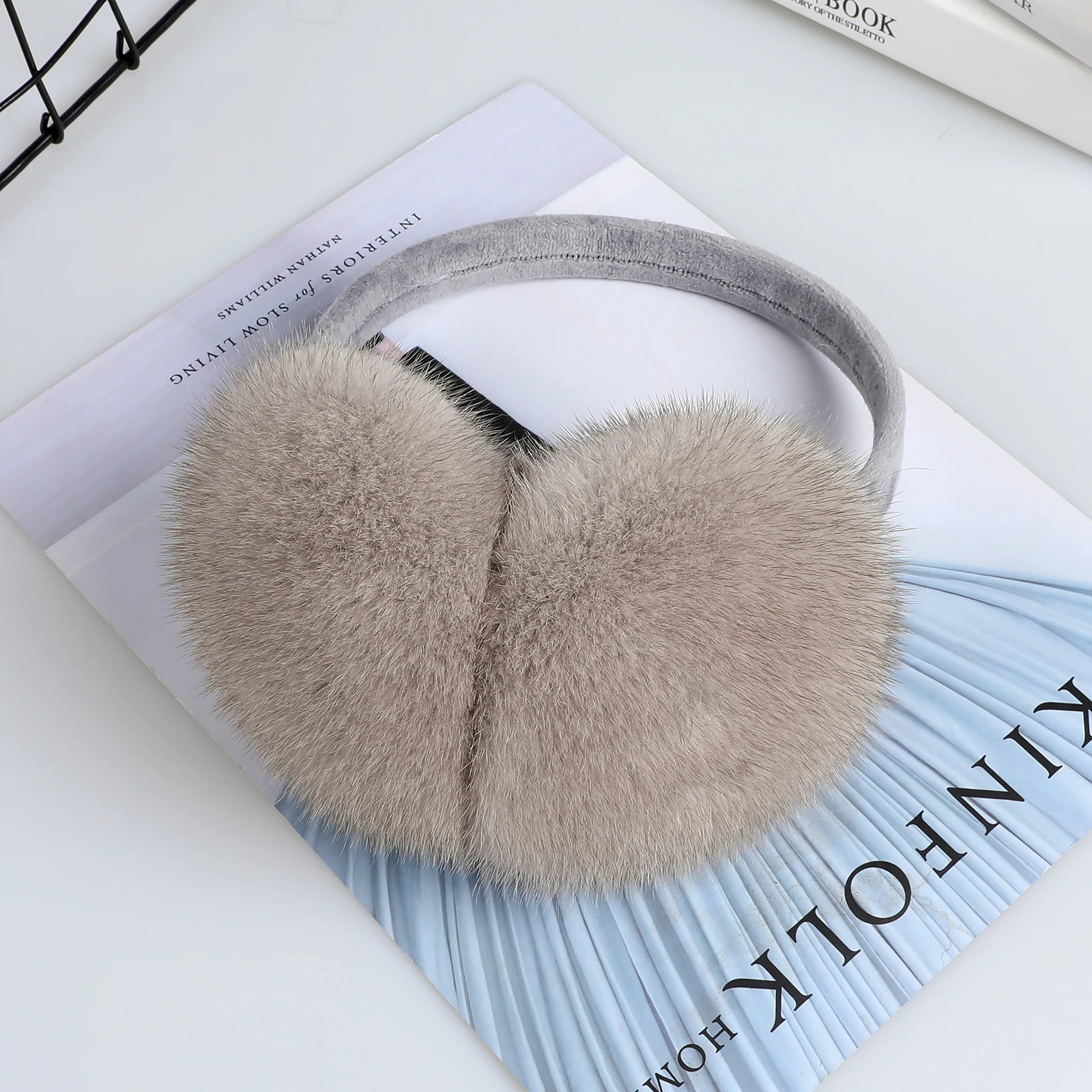 winter fashion unisex leather mink earmuffs with velvet straps womens foldable earmuffs ear warmers genuine fur earmuffs 241205