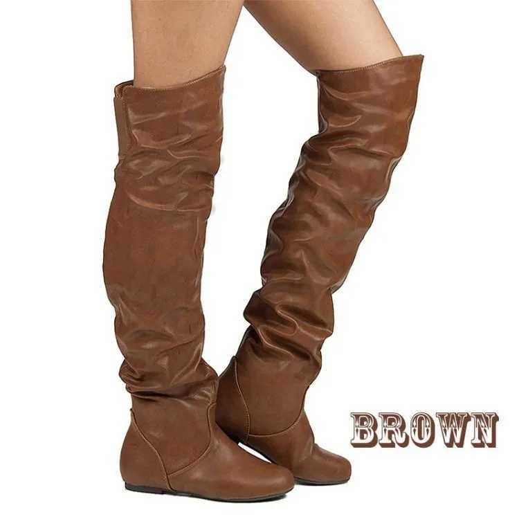 High Quality Over the Knee Boots Wens Square Block Heel Platform Side Zipper Autumn Winter Thick Boots 15CM High H T241206