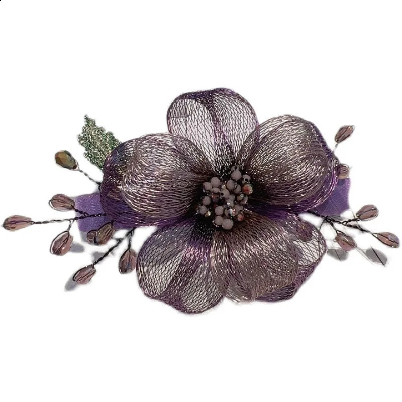 Fashionable and elegant womens floral hair accessories copper wire womens spring clip headwear bridal jewelry gifts 241205