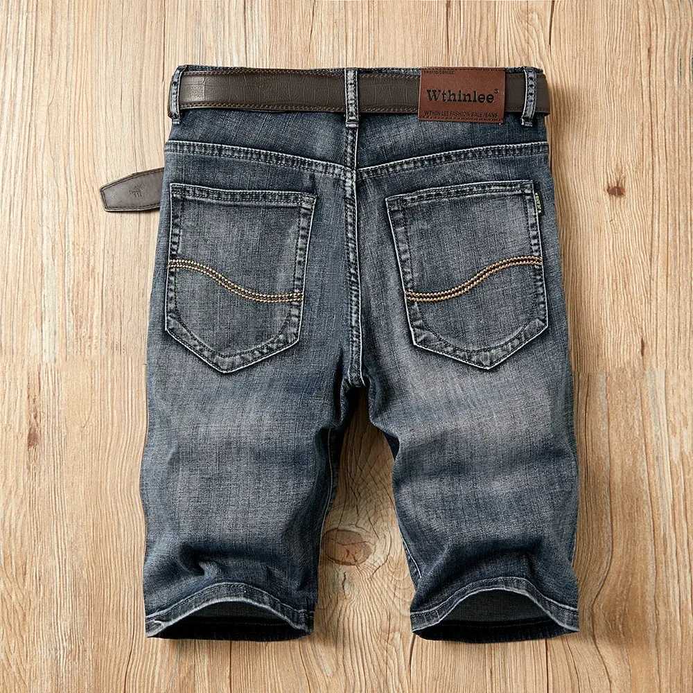 New Dark Blue Fashion Design Mens Jeans Slim Fit Straight Mens Short Jeans Summer Shorts Jeans Mens Jeans StretchXJ241206