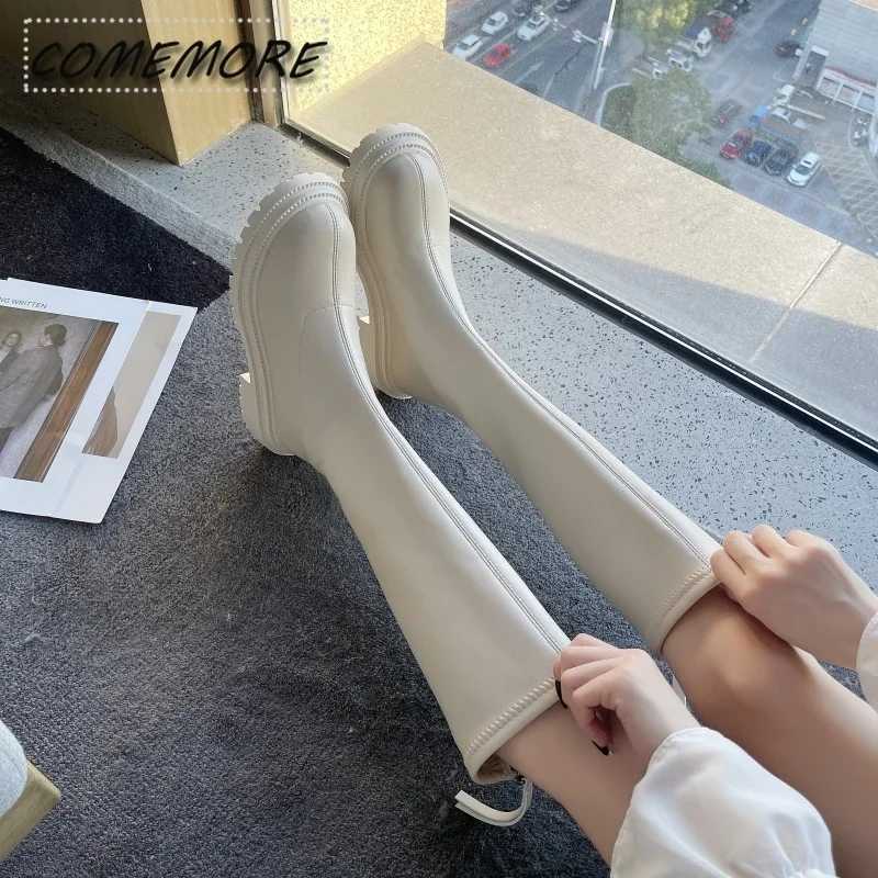 High Quality Autumn boots thick soled winter shoes low H-shaped English round toes Lg knight Bottas de Mujer Brown T241206