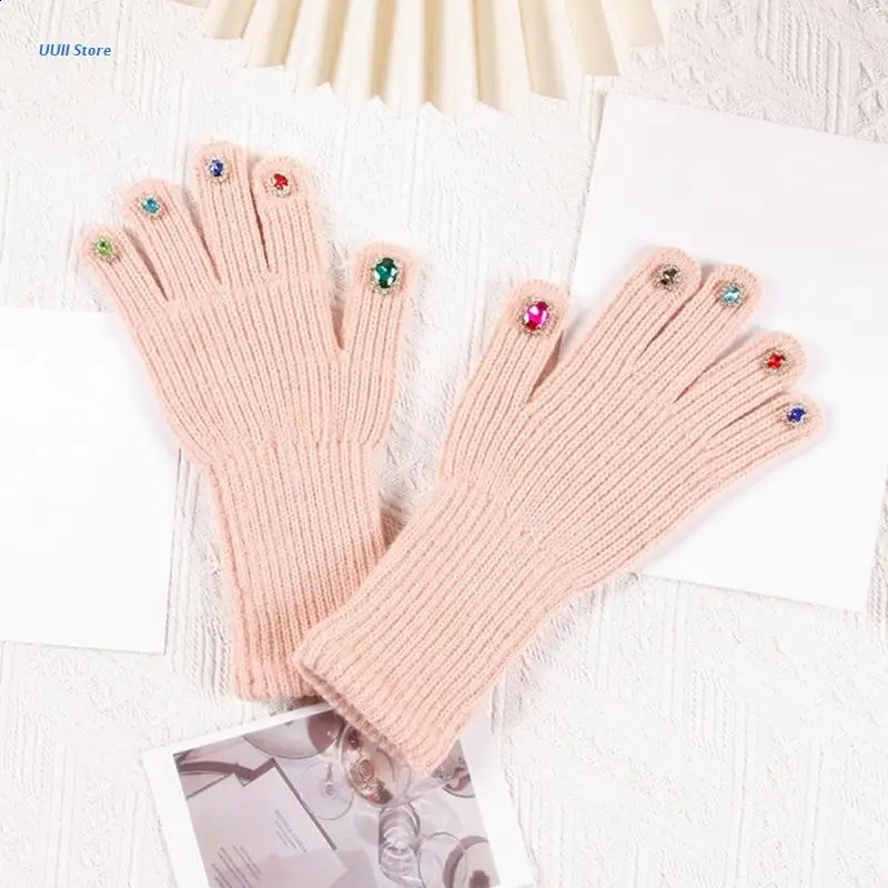 Neutral Gemstones Adult Gloves Youth Gloves Winter Warm Gloves Full Finger Warm Gloves Touch Screen Youth Gloves 241206
