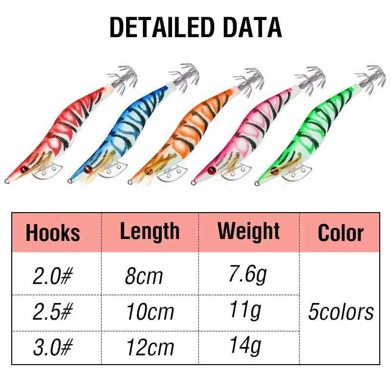 Glow-in-the-dark Squid Big-eye Wood Shrimp Bait Squid Cuttfish Hook Fishing 8/10/12cm Doub Parachute Hook Casting Bait GearXJ241128