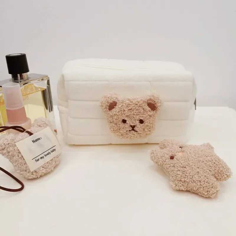 Portable Cute Bear Baby Toiletry Bag Make Up Cosmetic Bags Diaper Pouch Baby Items Organizer Reusable Cott Cluth Bag for MommyXJ241206
