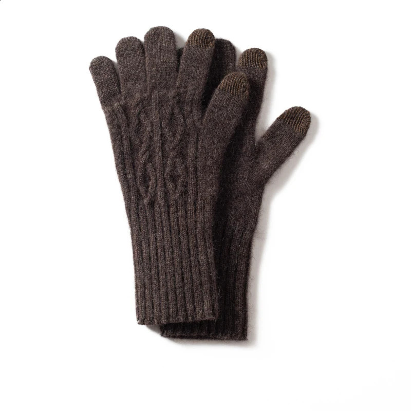 High quality cashmere touch screen gloves for women in winter soft and warm elastic knitted gloves with multiple fingers womens crochet Luvas 241206